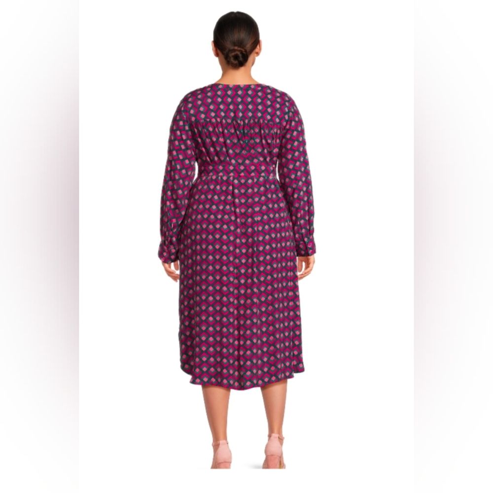 Nwt Terra & Sky Maxi Plus Size 4x Midi Shirtdress Stylish Geometric Button Down — image 2 of 8